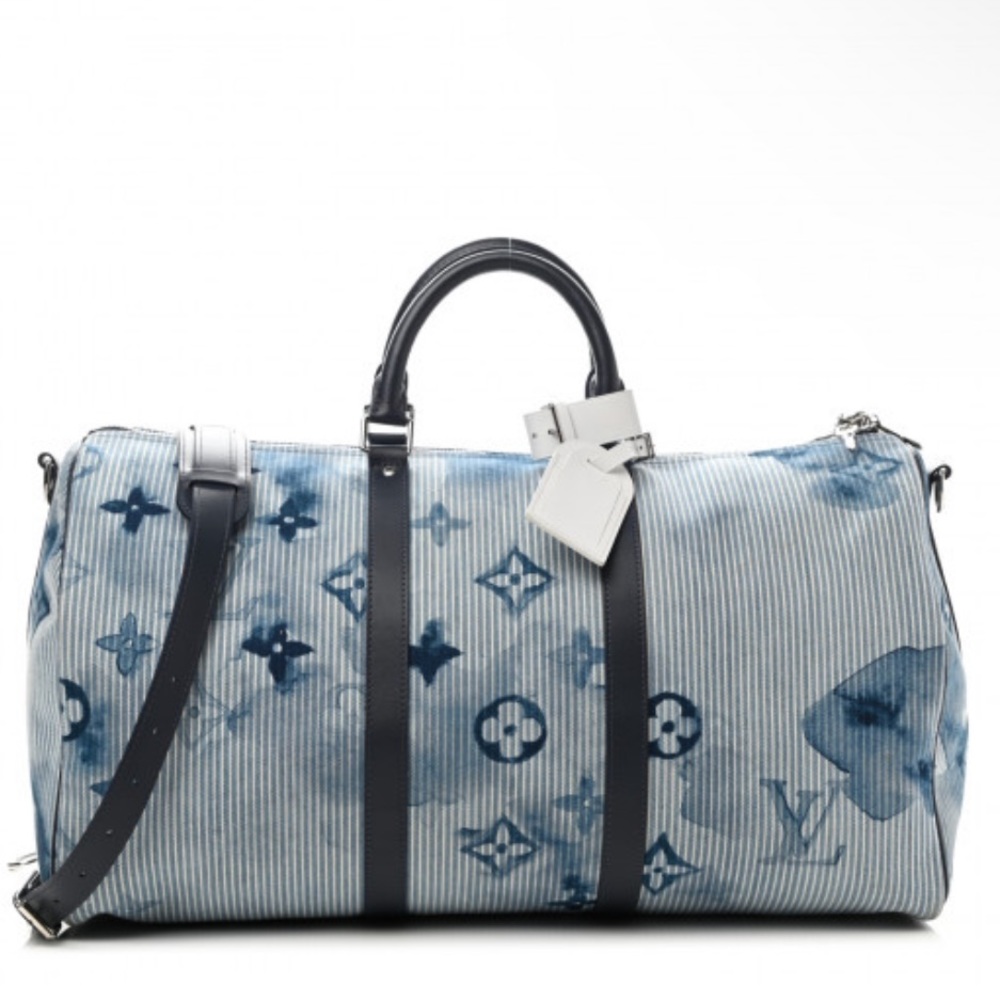 Louis Vuitton Limited Edition Denim Bandolier Keepall 50 hickory watercolor line